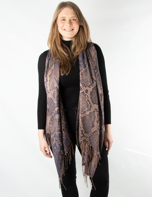 Animal Print Pashmina Blue 