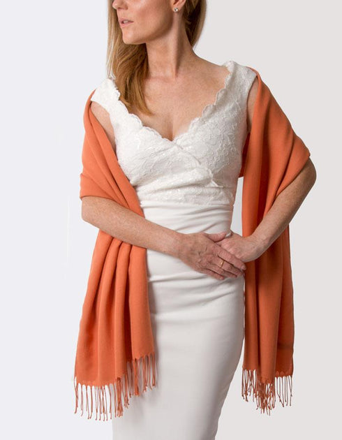 Pumpkin Orange Wedding Pashmina Shawl | Pashmina Wraps – Scarf Room ...