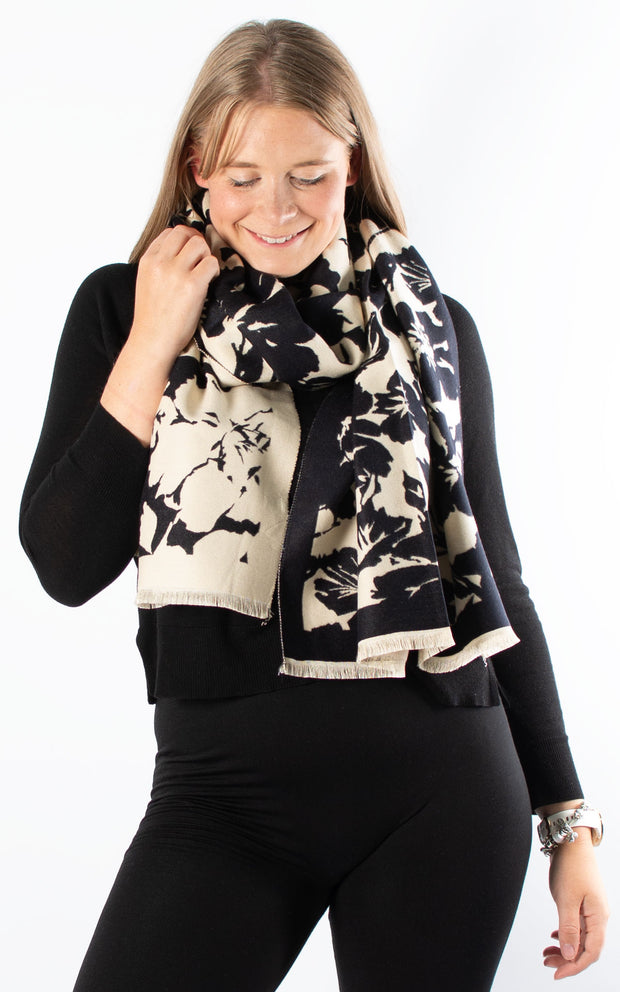 Autumn Winter Scarf | Floral | Beige