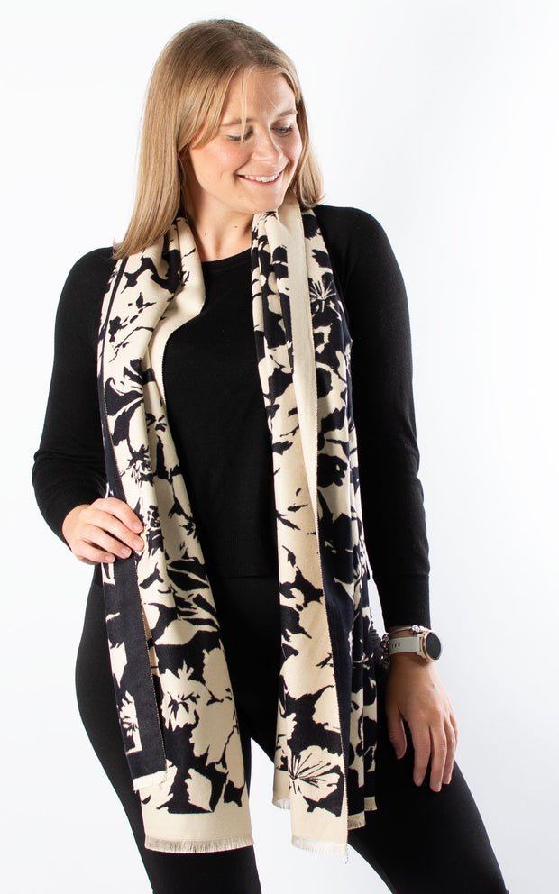 Autumn Winter Scarf | Floral | Beige