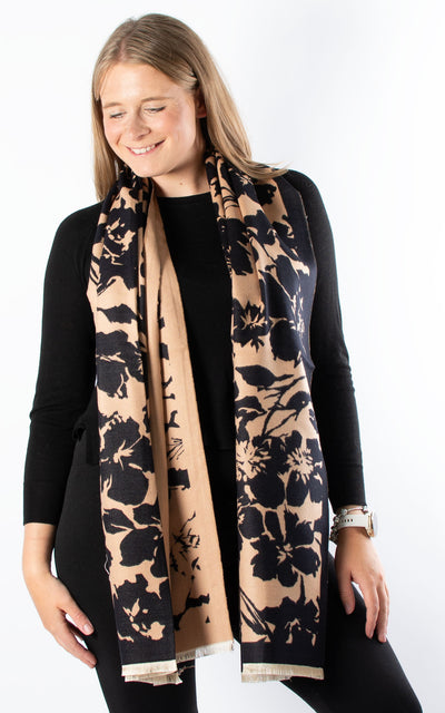 Autumn Winter Scarf | Floral | Camel