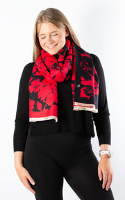 Autumn Winter Scarf | Floral | Red