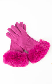 Faux Fur Gloves | Plum