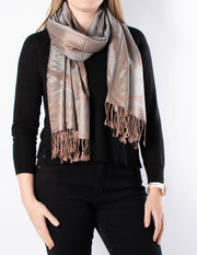 Grey And Bronze Splash Patterned Pashmina