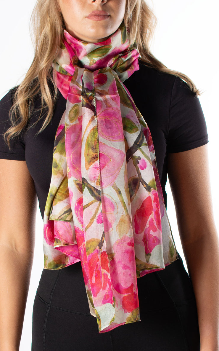 Pink Magnolia Silk Scarf