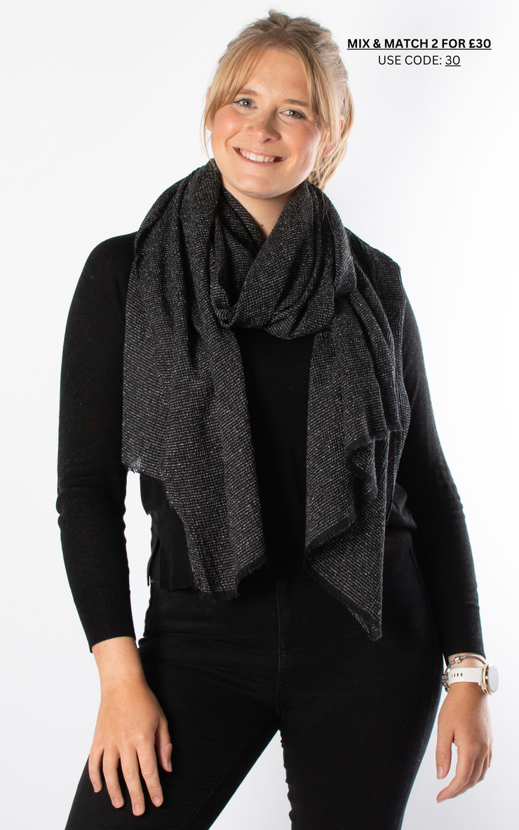 Textured Plain Scarf | Black