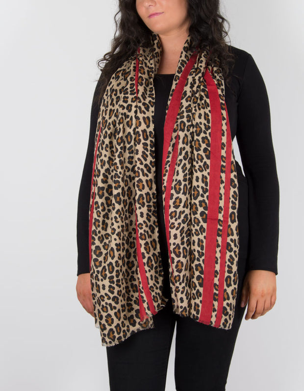 Leopard Print Scarf Red