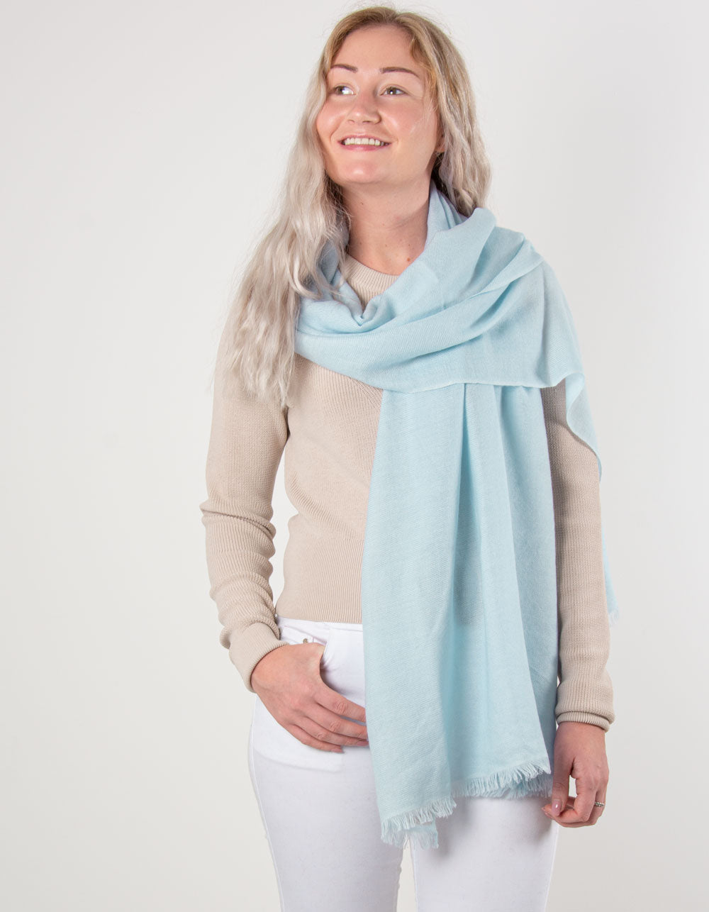 Light blue cashmere wrap hotsell