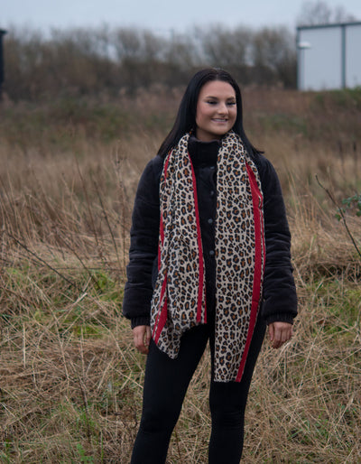 Leopard Print Scarf Red