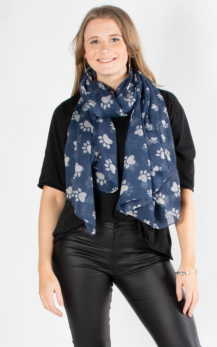 Paw Print Scarf | Navy