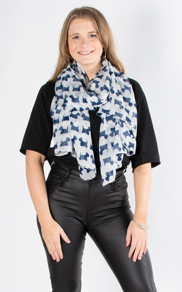 Scottie Dog Scarf | Navy & White