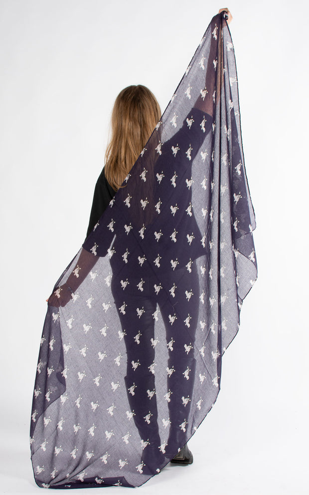 Frenchie Print Scarf | Navy