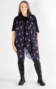 Frenchie Print Scarf | Navy