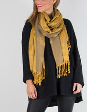 Image showing a mustard reversible patterned pashminas