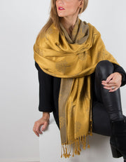 Image showing a mustard reversible patterned pashminas