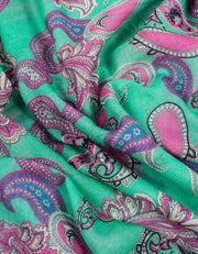 Paisley Print Silk Mix Scarf | Green & Pink