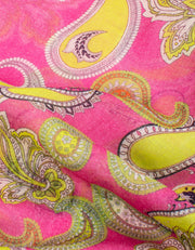 Paisley Print Silk Mix Scarf | Hot Pink & Green