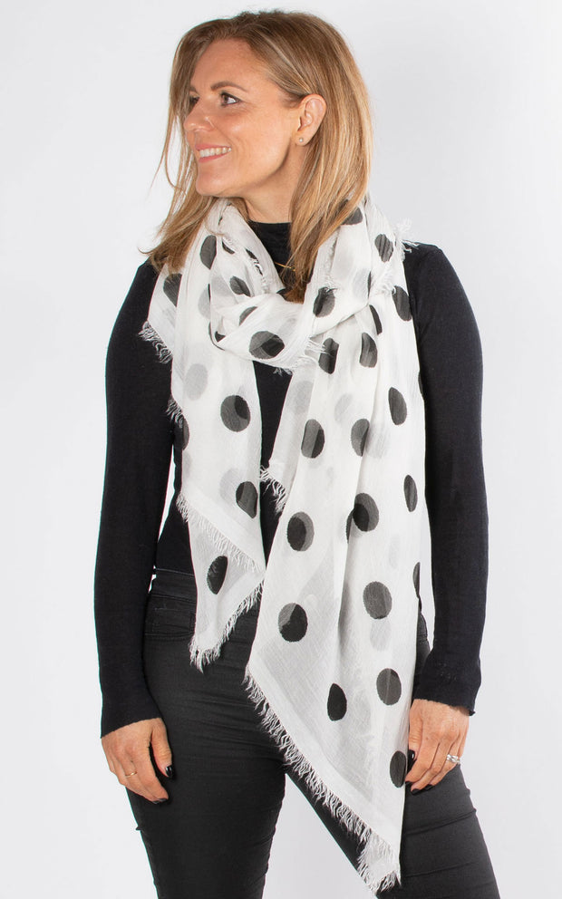 Polka Dot Bamboo Scarf | Black & White