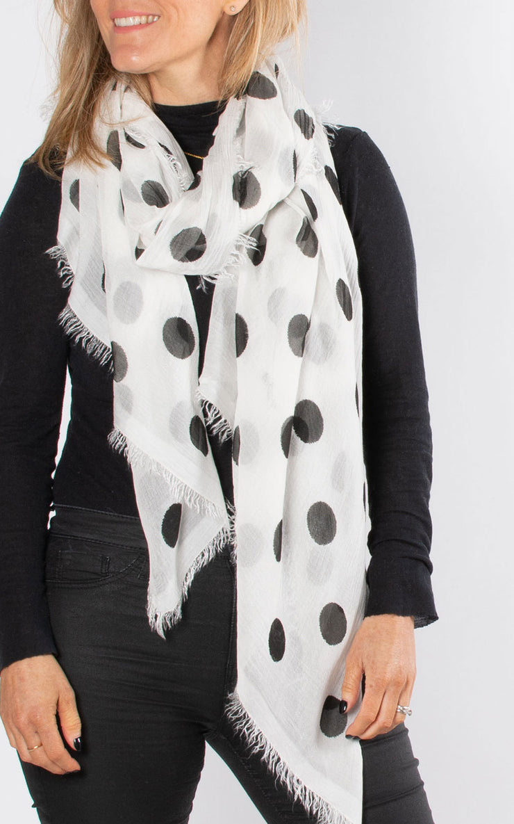 Polka Dot Bamboo Scarf | Black & White