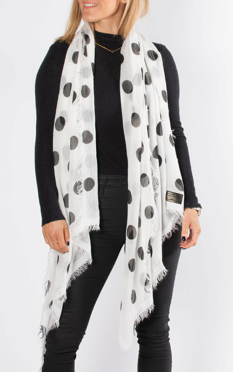 Polka Dot Bamboo Scarf | Black & White