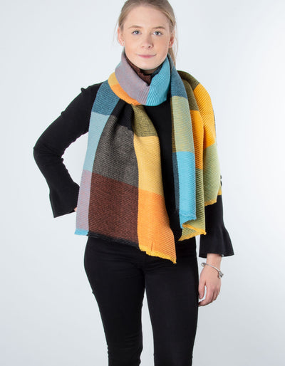 Ribbed Scarf | Orange / Teal