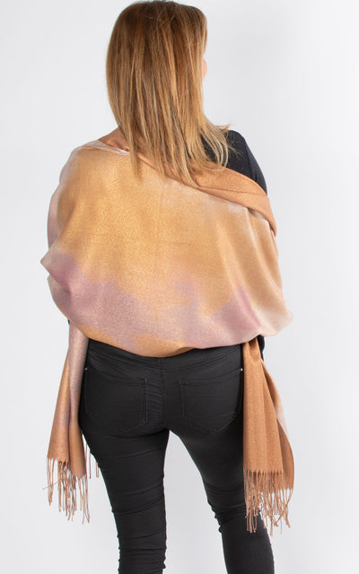 Sparkle Ombre Scarf | Dusky Pink & Gold